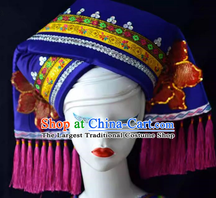 Guangxi Women Adult Minority Performance Hat Zhuang Nationality Folk Song Advanced Embroidery Handmade Headwear