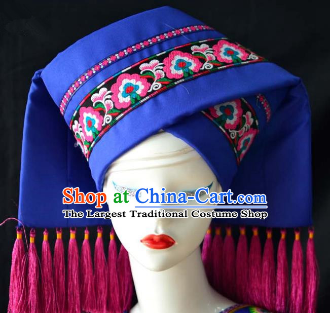 Guangxi Women Adult Minority Performance Hat Zhuang Nationality Folk Song Advanced Embroidery Handmade Headwear