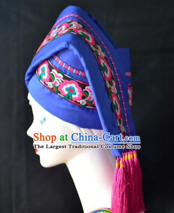 Guangxi Women Adult Minority Performance Hat Zhuang Nationality Folk Song Advanced Embroidery Handmade Headwear