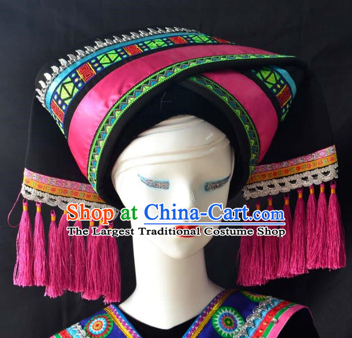 Guangxi Women Adult Minority Performance Hat Zhuang Nationality Folk Song Advanced Embroidery Handmade Headwear