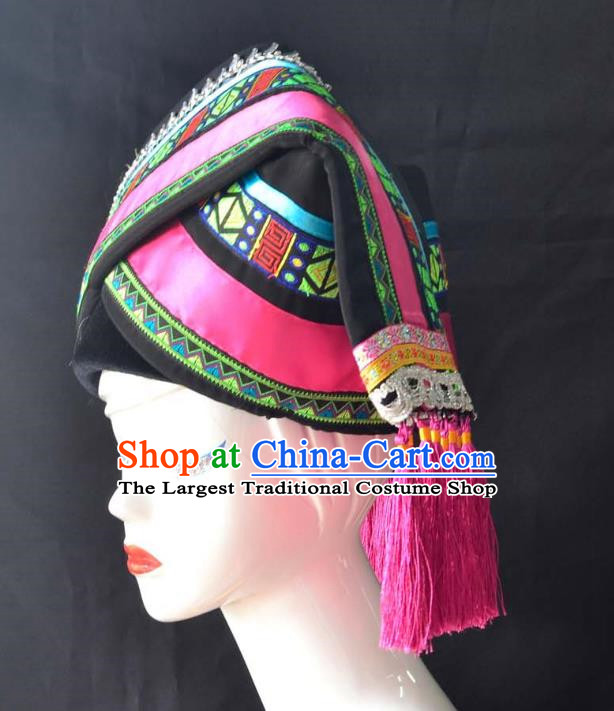 Guangxi Women Adult Minority Performance Hat Zhuang Nationality Folk Song Advanced Embroidery Handmade Headwear