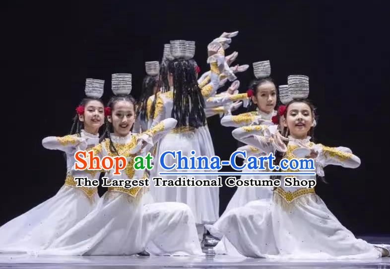 Top Bowl Dance Children Performance Costume Xinjiang Uyghur Ethnic Dance Performance Costume Female