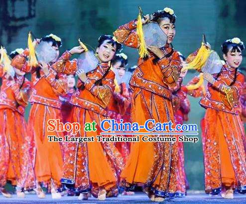 Children South Beauty Classical Dance Costumes Opening Doors Opening Dance National Festive Yangko Fan Dance Costumes