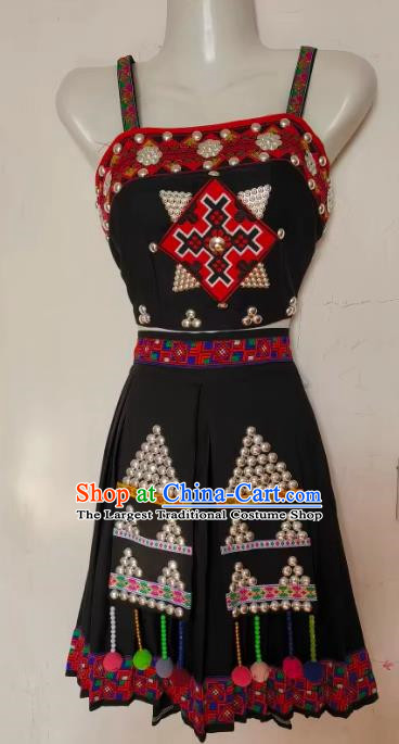 China Ethnic Yunnan Hani Minority Costumes National Festival Costumes Dance Performance Costumes