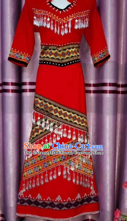 China Ethnic Yunnan Lincang Wa Minority Women Dance Performance Costume Minority Traditional Culture Festival Costume