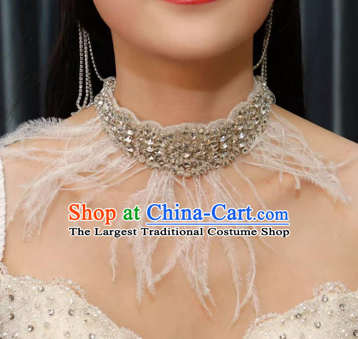 Vintage Luxury Dinner Party Feather Tassel Rhinestone Tiara Wedding Accessories Hair Accessories