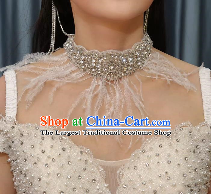 Vintage Luxury Dinner Party Feather Tassel Rhinestone Tiara Wedding Accessories Hair Accessories