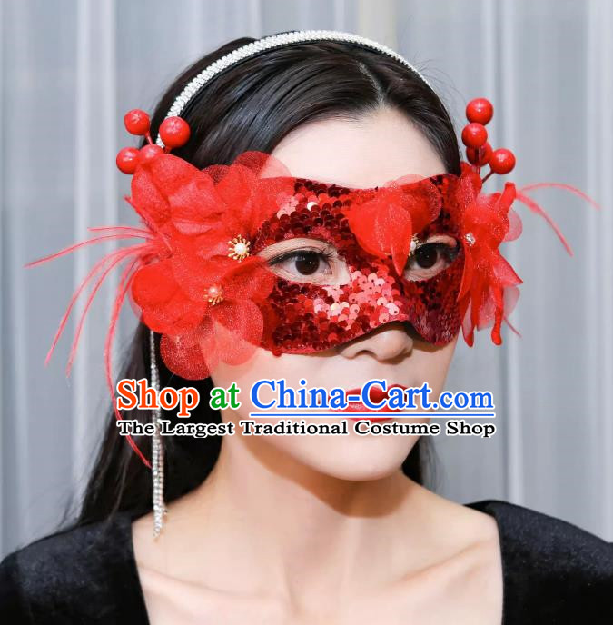 Christmas Red Mask Half Face Show Sexy Wedding Mask Masquerade Party Halloween