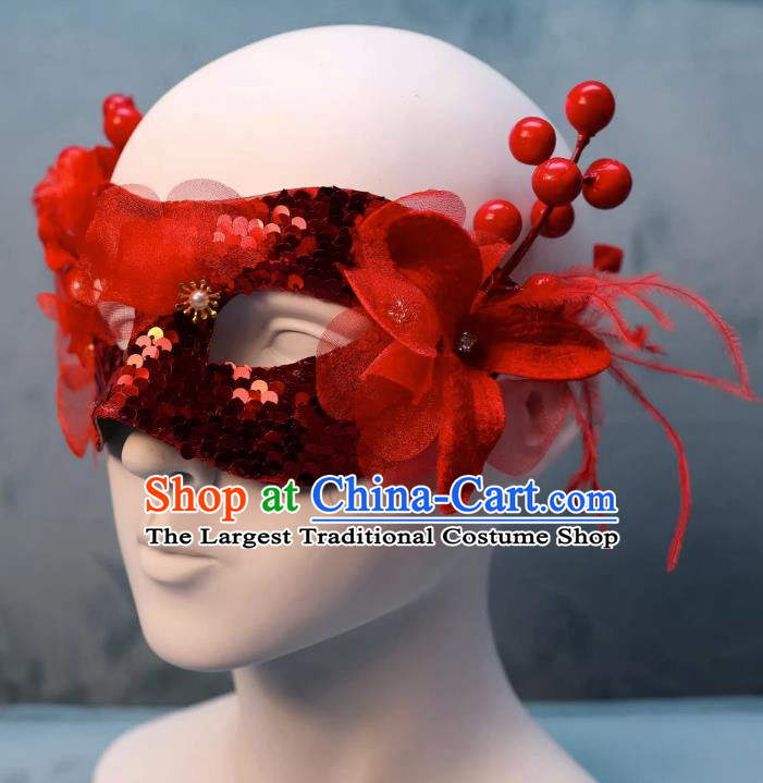 Christmas Red Mask Half Face Show Sexy Wedding Mask Masquerade Party Halloween