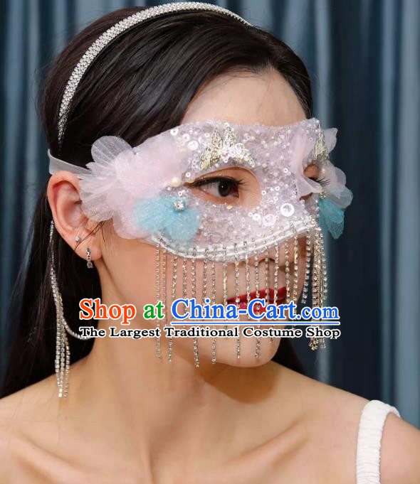 Tassel Mask Masquerade Half Cover Face Mask Antique Lace Eye Mask Party Gathering