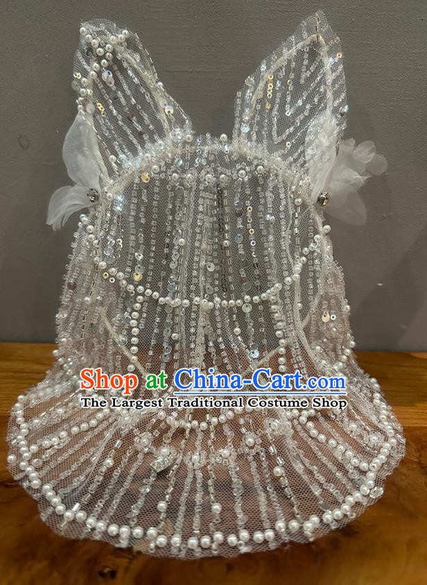 Super Flash Diamond Mesh Rhinestone Sequins Fake Mask Luxury Wedding Dress Heavy Ear Veil Mask Party Halloween