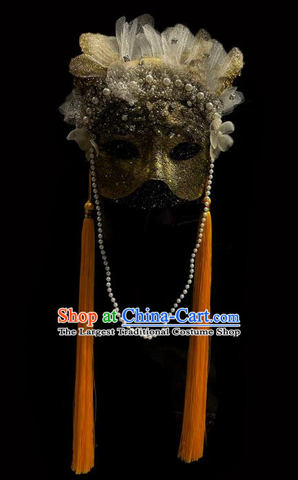 Chinese Hanfu Golden Tassel Mask Halloween Party Prom Mask