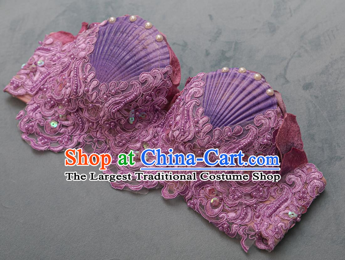 Ocean Wind Mermaid Princess Scallop Bra Natural Shell Bra Pearl Shark Costume