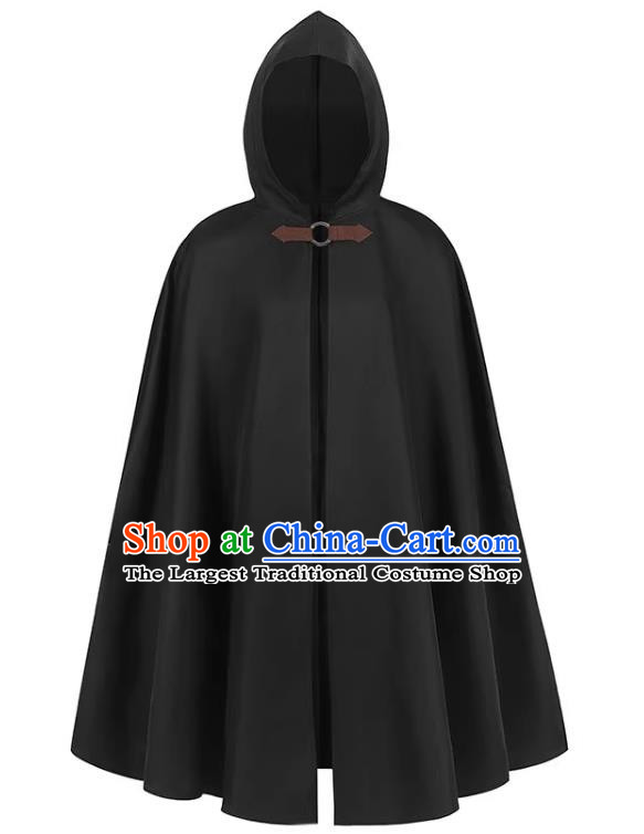 Retro Solid Color Hooded Cloak Halloween Adult Cosplay Ranger Medieval Traveler Cloak Loose Costume