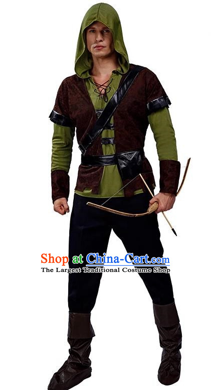 Retro Archer Costumes European Adult Children Cosplay Witcher Shadow Shooter Hooded Clothes Halloween