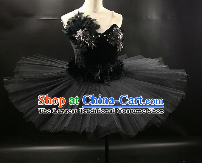 Black Swan Dance Clothing Women Gymnastics Bodybuilding Dance Performance Clothing Tutu Gauze Skirt