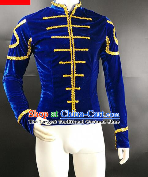 Royal Blue Men Ballet Tops Custom Made Ballet Performance Costumes Adult Custom Aerobics Gymnastics Dance Clothes