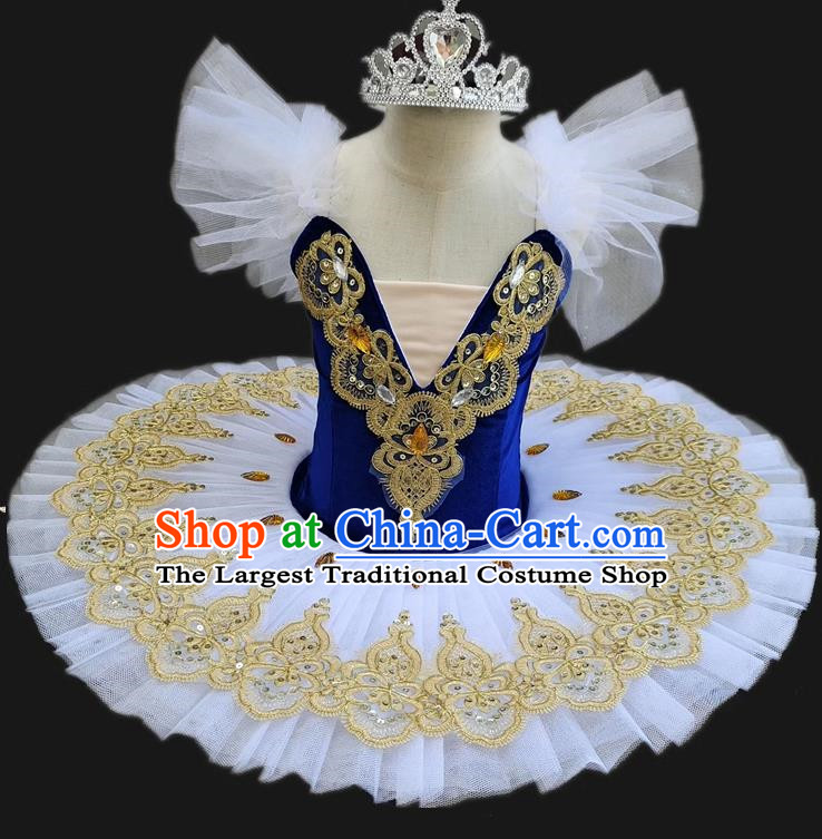 Korean Velvet Fabric Children Professional Ballet Skirt Female Performance Clothing Swan Lake Tutu Skirt Stage Performance Clothing