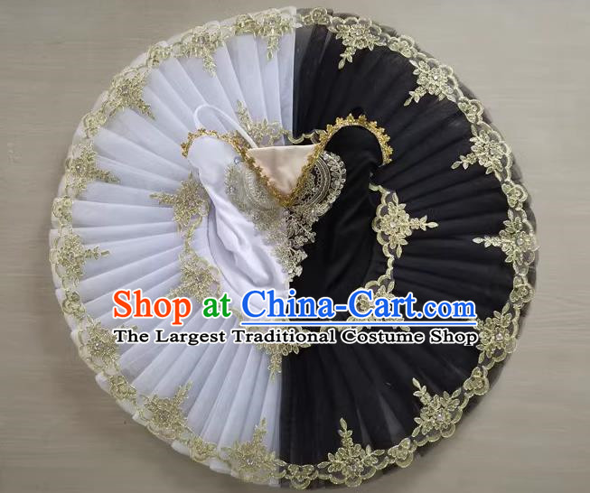 Children Little Swan Dance Sling Ballet Skirt Swan Lake Tutu Skirt Black And White Professional Ballet TUTU Skirt