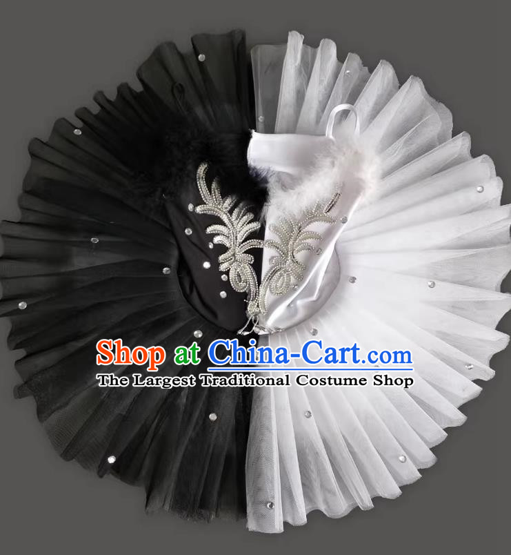 Children Little Swan Dance Sling Ballet Skirt Swan Lake Tutu Skirt Black And White Professional Ballet TUTU Skirt