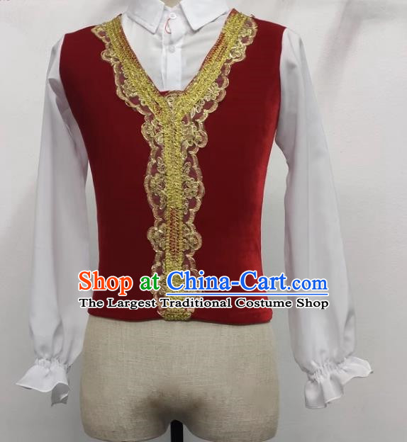 Men False Two Piece Lapel Slim Ballet Costume Top