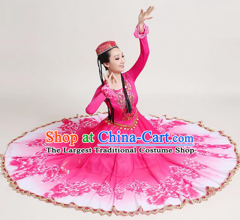 Xinjiang Dance Performance Costume New Uyghur Opening Dance Big Swing Skirt Art Test Practice Skirt Uyghur Dance Costume