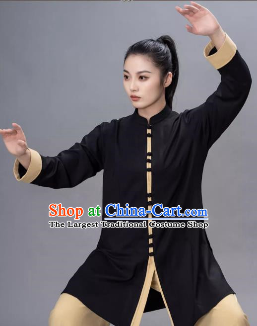 Contrasting Color Fashion Tai Chi Clothing Loose Mid Length Performance Clothing Chinese Style