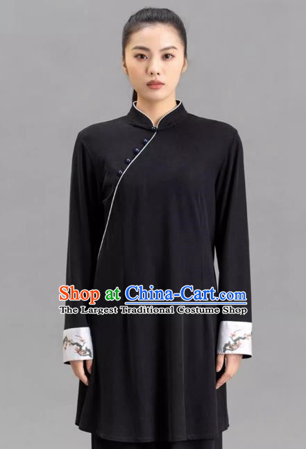 Tai Chi Clothing Slanted Lapel Black Chinese Women Performance Clothing Tai Chi Practice Clothing