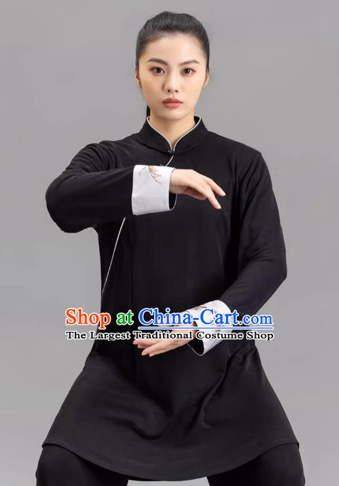 Tai Chi Clothing Slanted Lapel Black Chinese Women Performance Clothing Tai Chi Practice Clothing