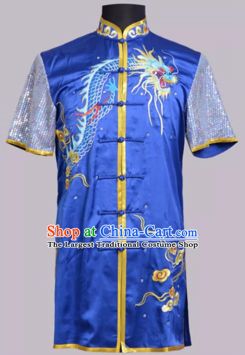 Martial Arts Clothing Sapphire Blue Performance Clothing Embroidery Chinese Style Competition Competition Youth Children