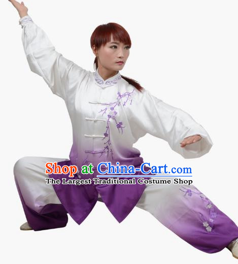 Tai Chi Clothes Winter Plum Herald Spring Embroidered Practice Clothes Spring And Summer Gradient Transitional Colors