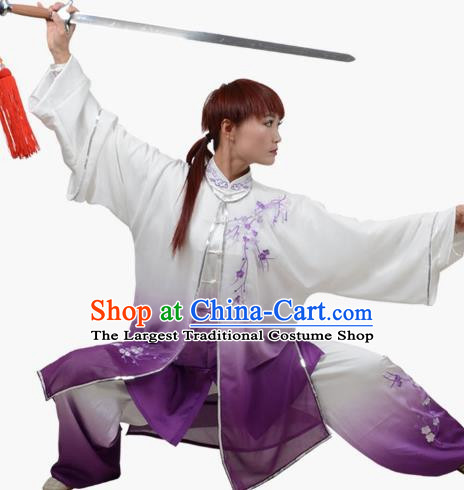 Three Piece Suit Of Tai Chi Clothing Hanmei Heralds Spring Embroidery Practice Clothing Spring And Summer Styles Gradient Transition Color Veil For Men And Women The Same Style