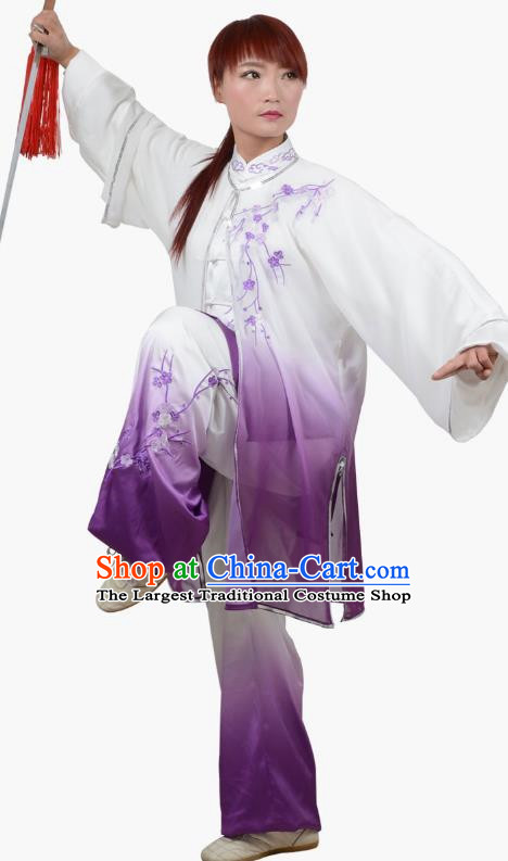 Three Piece Suit Of Tai Chi Clothing Hanmei Heralds Spring Embroidery Practice Clothing Spring And Summer Styles Gradient Transition Color Veil For Men And Women The Same Style