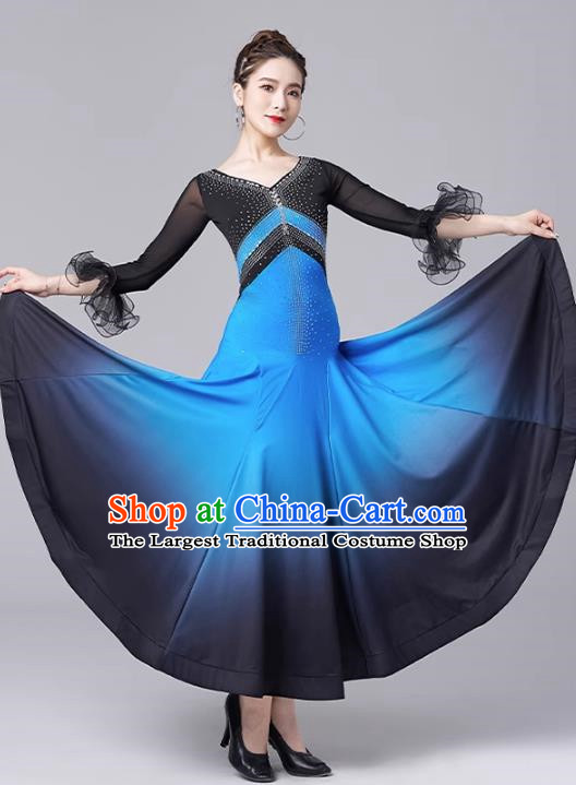 Modern Dance Skirt National Standard Dance Waltz Ballroom Dance Advanced Gradient Large Swing Skirt Practice Performance Clothing