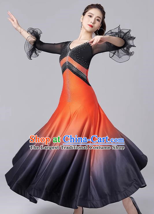 Modern Dance Skirt National Standard Dance Waltz Ballroom Dance Advanced Gradient Large Swing Skirt Practice Performance Clothing