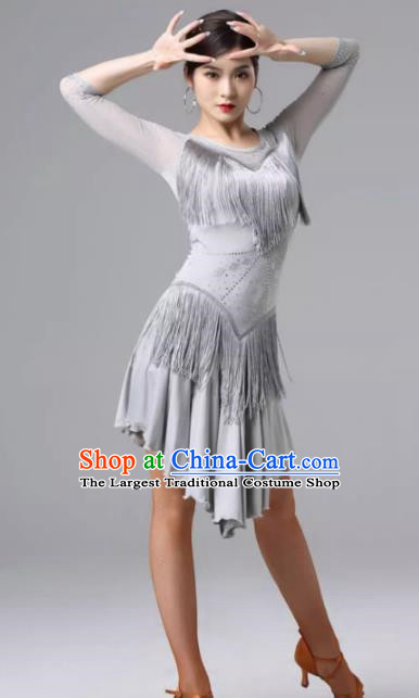 Latin Dance Skirt Performance Clothing Female Adult Modern Jazz Rumba Tassel Professional Competition Clothing Group Training Clothing