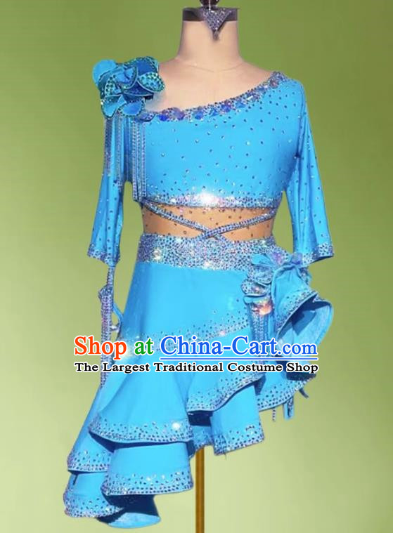 Latin Dance Performance Clothing High End Girls With Diamond Competition Flower Clothing Adult Performance Advanced Version Chacha