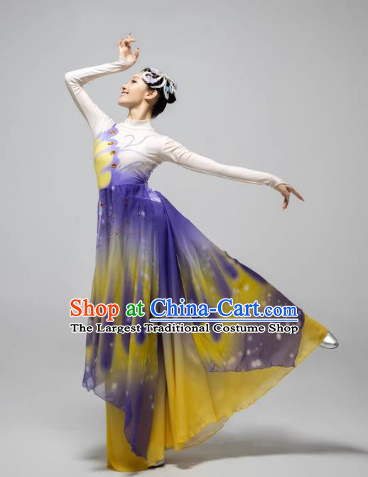 Classical Dance Dream Butterfly Flying Gradient Fan Dance Performance Costume