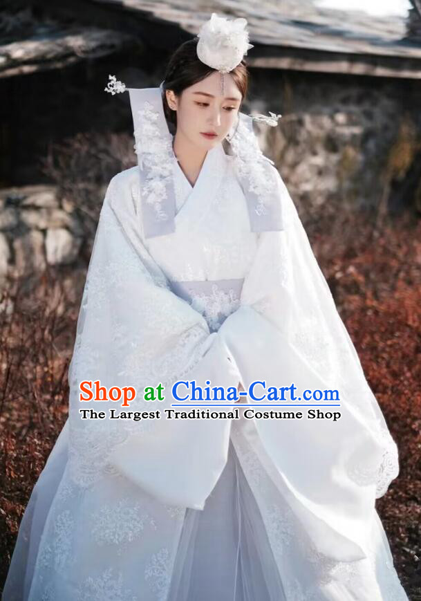 Korean Wedding Dress Bride White Fashion Princess Hanbok Traditional Costume Complete Set