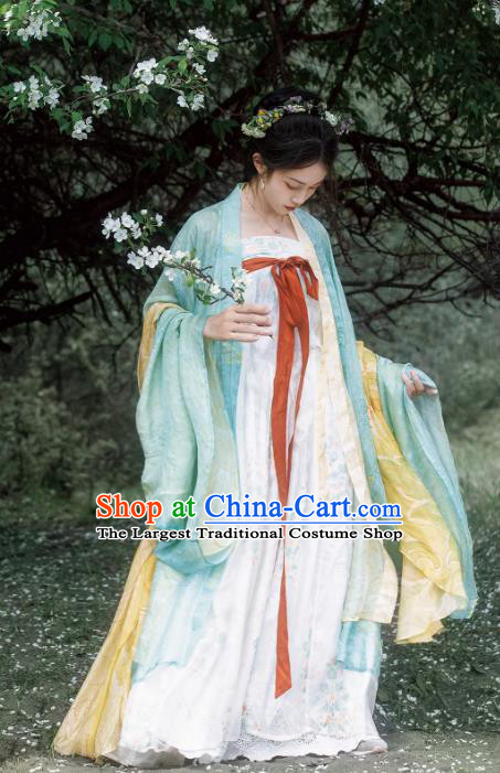 China Ancient Court Woman Silk Dresses Woman Hanfu Tang Dynasty Princess Clothing Traditional Costumes