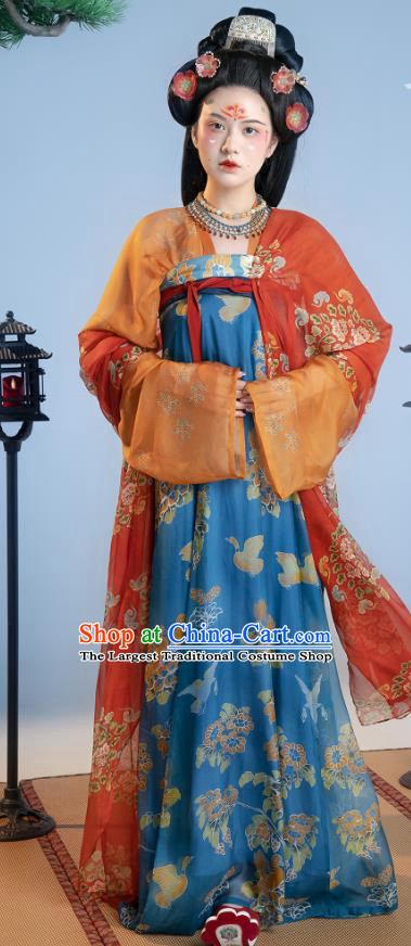 China Tang Dynasty Royal Empress Clothing Ancient Court Woman Dresses Traditional Female Hanfu Costumes Complete Set