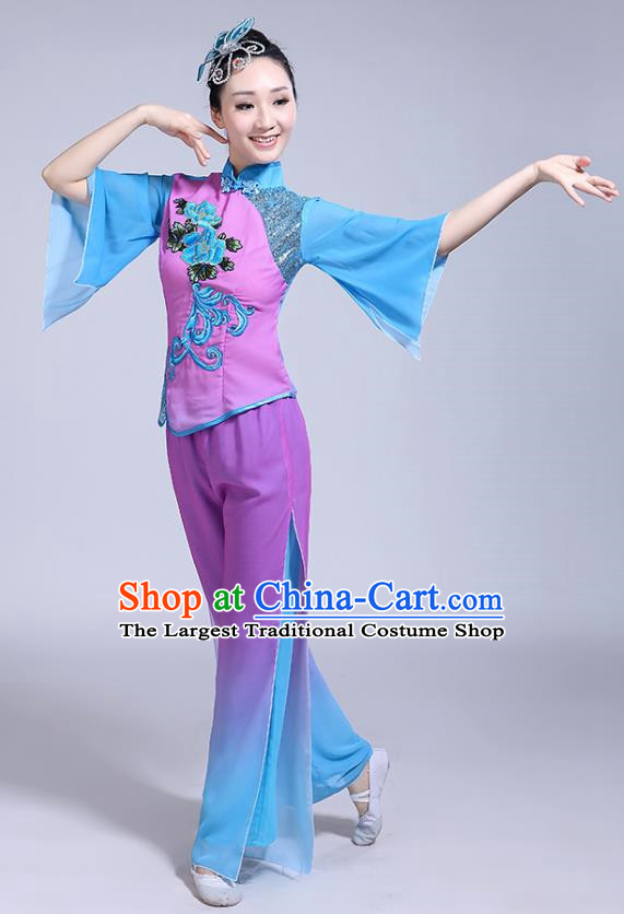 Classical Dance Performance Costume Female Elegant Fan Umbrella Dance New National Dance Costume Performance Square Dance Yangko Costume