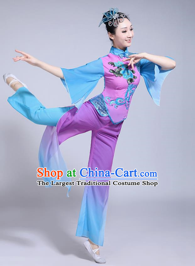 Classical Dance Performance Costume Female Elegant Fan Umbrella Dance New National Dance Costume Performance Square Dance Yangko Costume