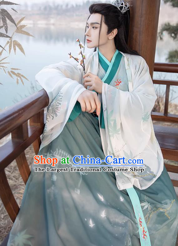 Chinese Traditional Hero Hanfu Ancient Swordsman Clothing Jin Dynasty Male Garment Costumes