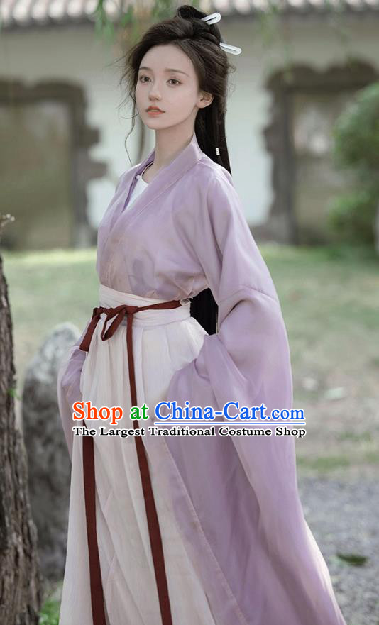 China Southern and Northern Dynasties Princess Garment Costumes Ancient Fairy Clothing Traditional Lilac Hanfu Dress