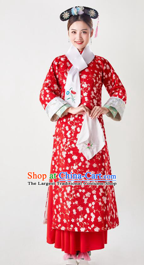 China Ancient Imperial Consort Costumes Qing Dynasty Princess Clothing TV Series Manchu Woman Red Dress