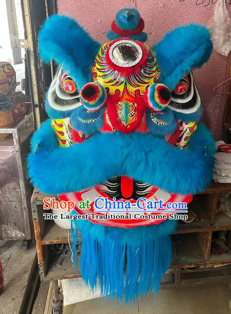 New Year Parade World Competition Lion Dance Costume Handmade China Blue Fut San Lion Head Complete Set