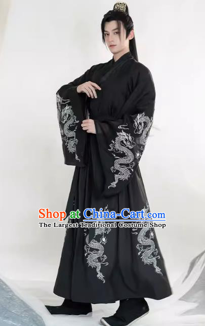 China Ming Dynasty Young Hero Clothing TV Series Swordsman Black Hanfu Outfit Ancient Chinese Costumes