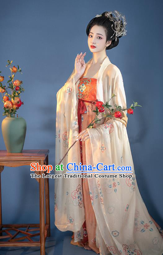 China Ancient Noble Woman Costume Tang Dynasty Imperial Concubine Dress Traditional Hanfu Ruqun Clothing