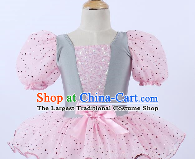 Children Sequined Gauze Skirt Ballet Powder Dance Skirt Tutu Skirt Performance Costume Performance Stage Costume